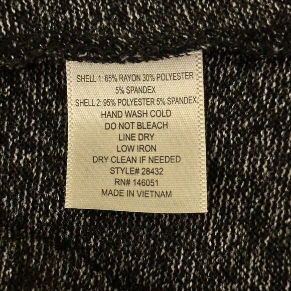 Women's L Monteau Sweater Peter Pan Collar Top Charcoal Striped Soft Stretch - Picture 8 of 8